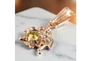 Yellow Peridot 14K розово червено злато Висулка Винтидж крафт vpc004r-yp Art Deco Руски стил СССР, съветски