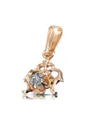 Pandantiv Zircon 14K a crescut aur roșu Vintage bijuterii vpc004r-zi Art Deco Stil de bijuterii rusești sovietice URSS