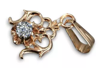 14 Karat Roségold Zircon Anhänger Vintage vpc004r-zi Art Deco Russischer sowjetischer -Schmuckstil der UdSSR