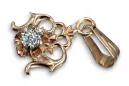 Кулон Винтаж украшения Zircon Розовое золото 14 карат vpc004r-zi Art Deco Русский советский винтажный стиль украшений СССР