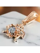 14 Karat Roségold Zircon Anhänger Vintage vpc004r-zi Art Deco Russischer sowjetischer -Schmuckstil der UdSSR