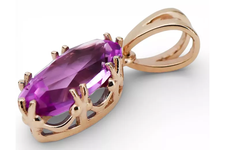 Κεραυνός Amethyst Original Vintage 14k από ροζ χρυσό