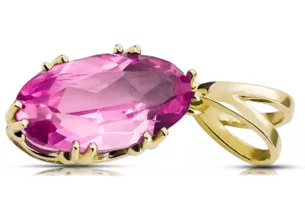 Yellow 14k gold Amethyst pendant vpc019y-am Vintage craft Art Deco Soviet Russian USSR style