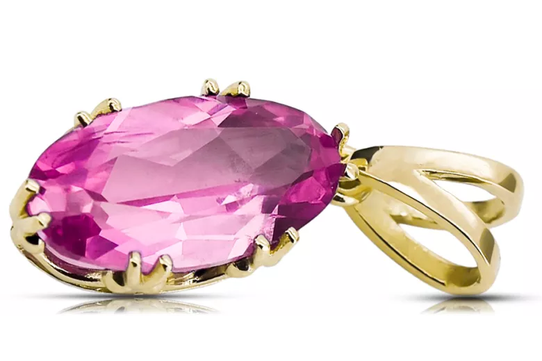 Oro amarillo de 14 quilates Amethyst Colgante Estilo vintage vpc019y-am Art Deco Estilo de la URSS