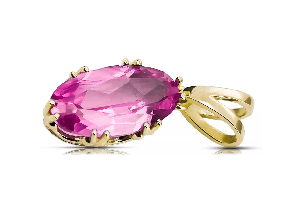 Pendentif Bijoux vintage Amethyst Or jaune 14 carats vpc019y-am Art Deco Style Art Déco soviétique