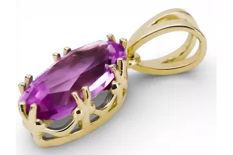 Vintage craft Pendant Amethyst 14k κίτρινο χρυσό vpc019y-am Art Deco