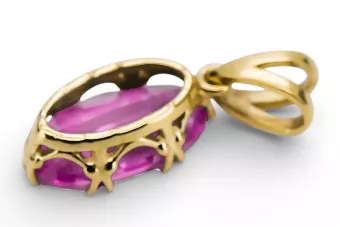 Amethyst 14К жовте золото Кулон Вінтаж vpc019y-am Art Deco Радянський вінтажний стиль прикрас Ар-деко