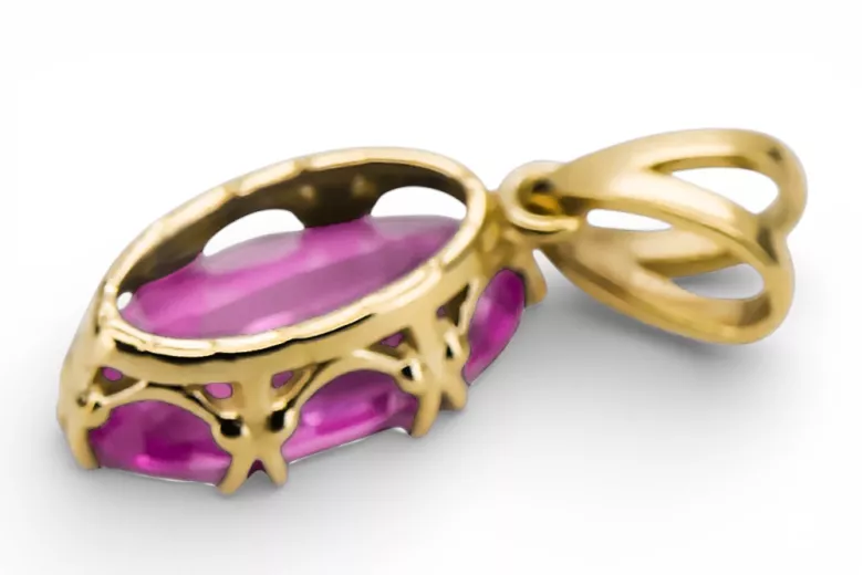 قلادة Amethyst 14 كارت من الذهب الأصفر أسلوب فينتاج vpc019y-am Art Deco أسلوب فينتاج آرت ديكو سوفيتي