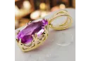 Pendentif Bijoux vintage Amethyst Or jaune 14 carats vpc019y-am Art Deco Style Art Déco soviétique