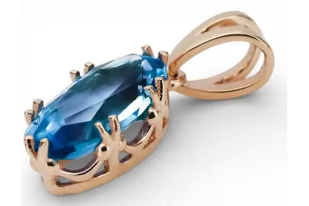 Оригинално ретро 14k розово злато Аквамарин Висулка Винтидж стил vpc019r