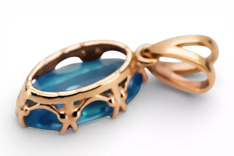 Vintažiniai amatai Pakabukas Akwamaryn Originalus 14k rožinio aukso vintage vpc019r