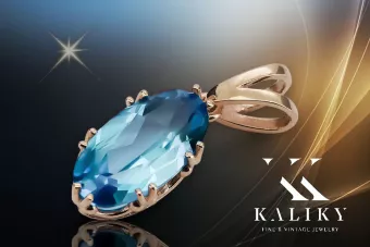 Pandantiv Vintage Craft  Acvamarin Original vintage din aur roz de 14k vpc019r