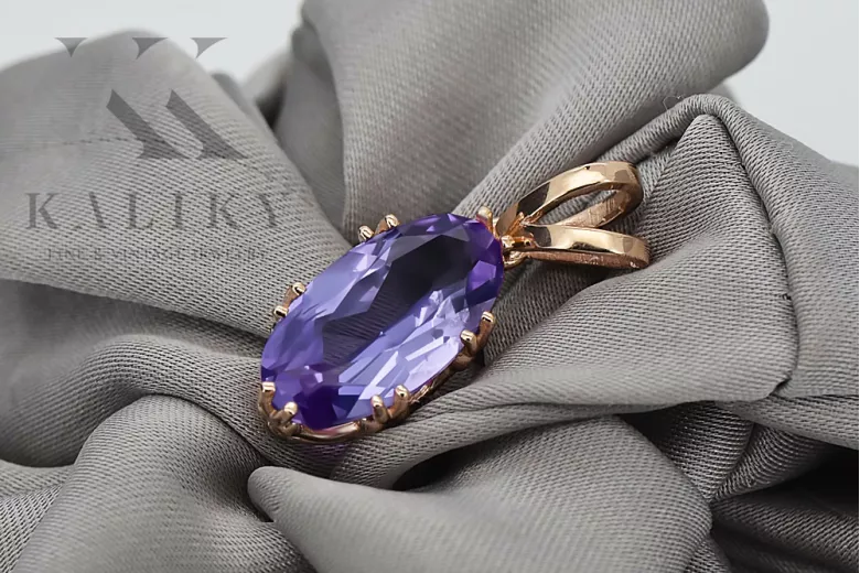 Zawieszka Klasyczny Vintage Aleksandryt Oryginalny wyrób Vintage 14k z różowego złota vpc019r