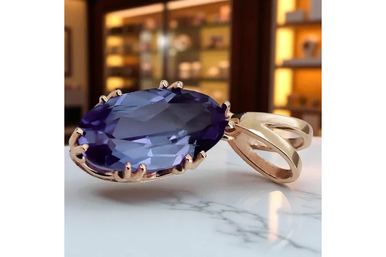 Alexandrit Originales Vintage-Roségold aus 14 Karat Anhänger Vintage vpc019r
