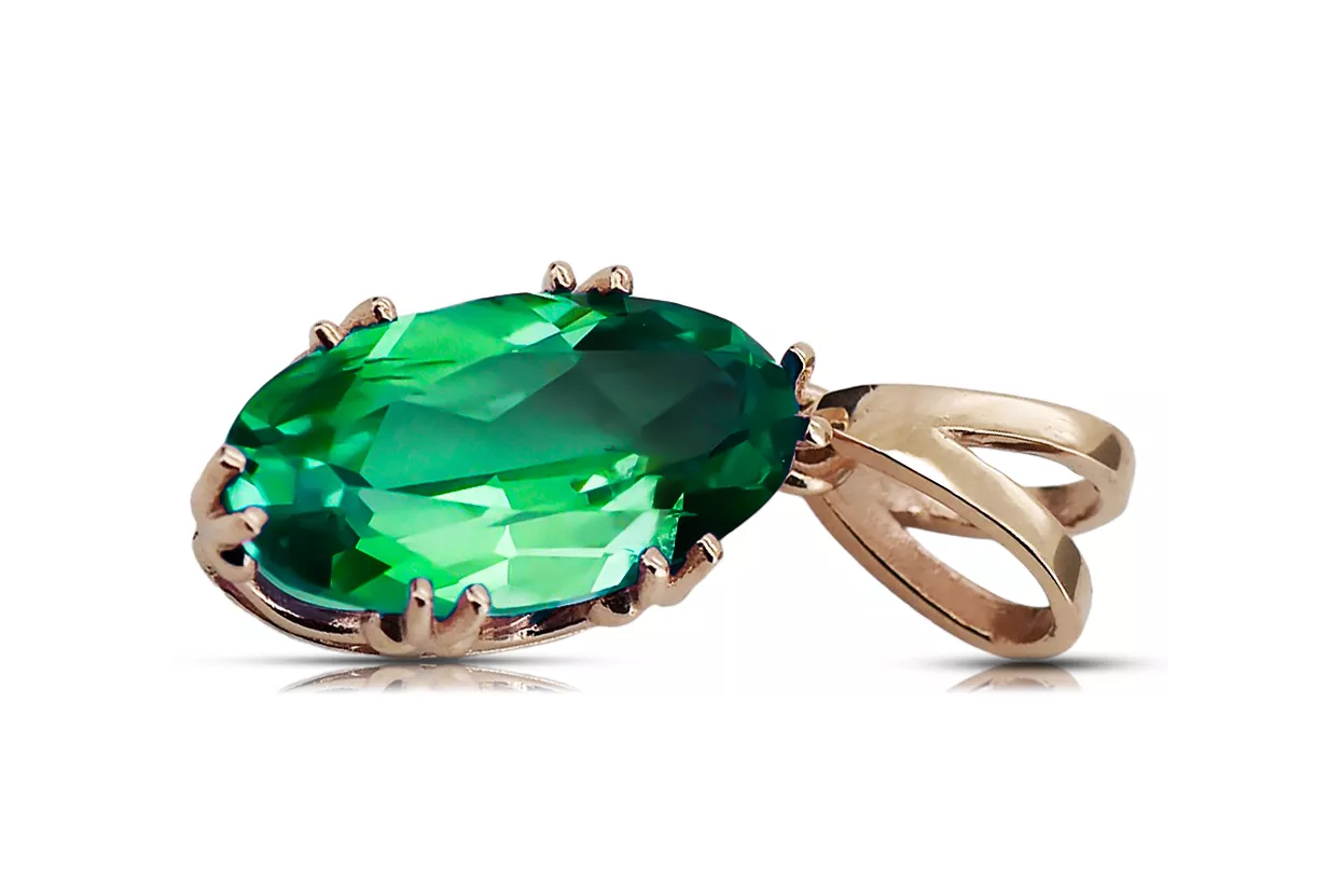 Prívesok Smaragd Original Vintage 14k s ružovým zlatým vintage šperky vpc019r