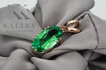 Szmaragd Originalus 14k rožinio aukso vintage Pakabukas Vintažiniai papuošalai vpc019r