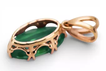 Zawieszka Szmaragd Oryginalny wyrób Vintage 14k z różowego złota Vintage Biżuteria vpc019r