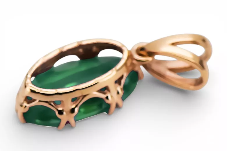 Prívesok Smaragd Original Vintage 14k s ružovým zlatým vintage šperky vpc019r