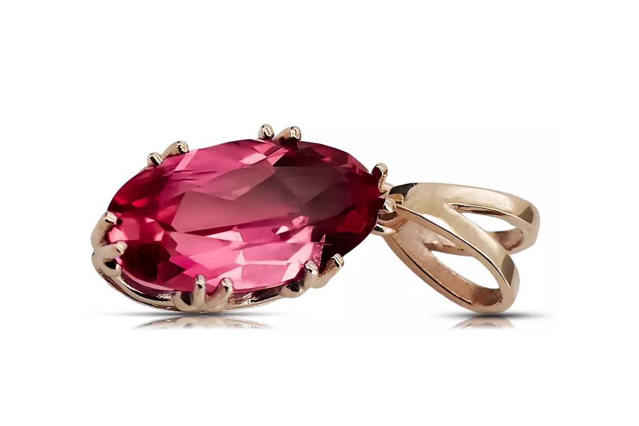 Anhänger Rubinrot Originales Vintage-Roségold aus 14 Karat Vintage Handwerk vpc019r