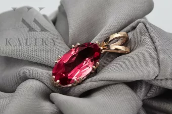 Оригинално ретро 14k розово злато Рубин Висулка Винтидж стил vpc019r