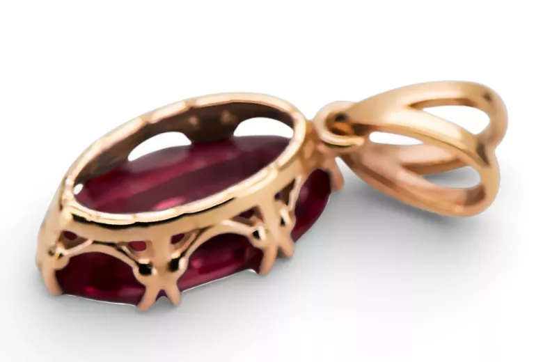 Vintažiniai papuošalai Pakabukas Rubin Originalus 14k rožinio aukso vintage vpc019r