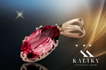 Original vintage din aur roz de 14k Rubin Pandantiv Stil Vintage vpc019r