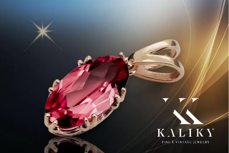 Original Vintage 14K Rose Gold Ruby Pendant Vintage Jewlery vpc019r