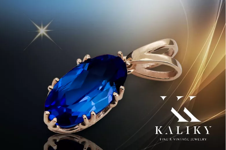 Sapphire přívěsek Původní vinobraní 14k produkt s růžovými zlaté vinobraní šperky VPC019R