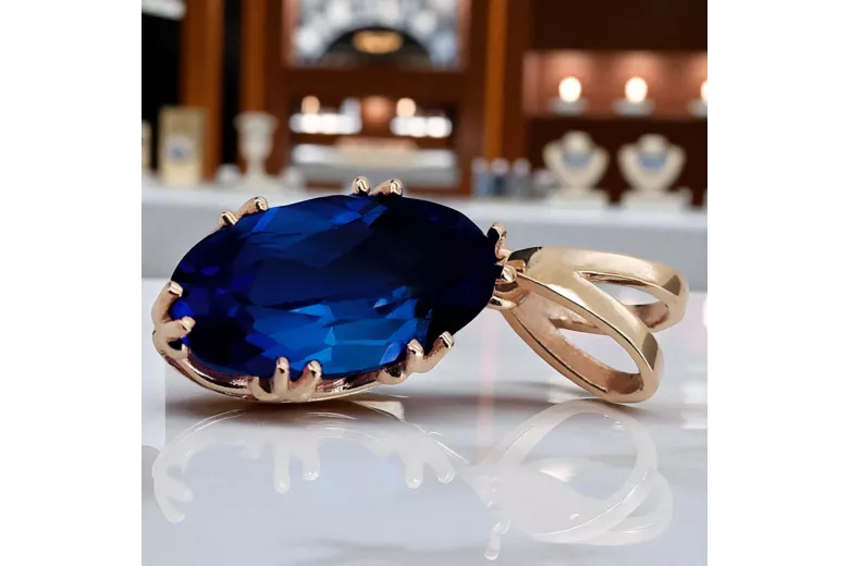 Anhänger Vintage Saphir Originales Vintage-Roségold aus 14 Karat vpc019r