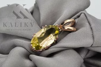 Colgante Peridoto amarillo Oro rosa antiguo original de 14k Vintage vpc019r