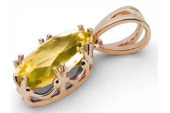 Peridot galben Original vintage din aur roz de 14k Pandantiv Vintage vpc019r