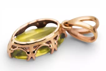 Peridot galben Original vintage din aur roz de 14k Pandantiv Vintage vpc019r