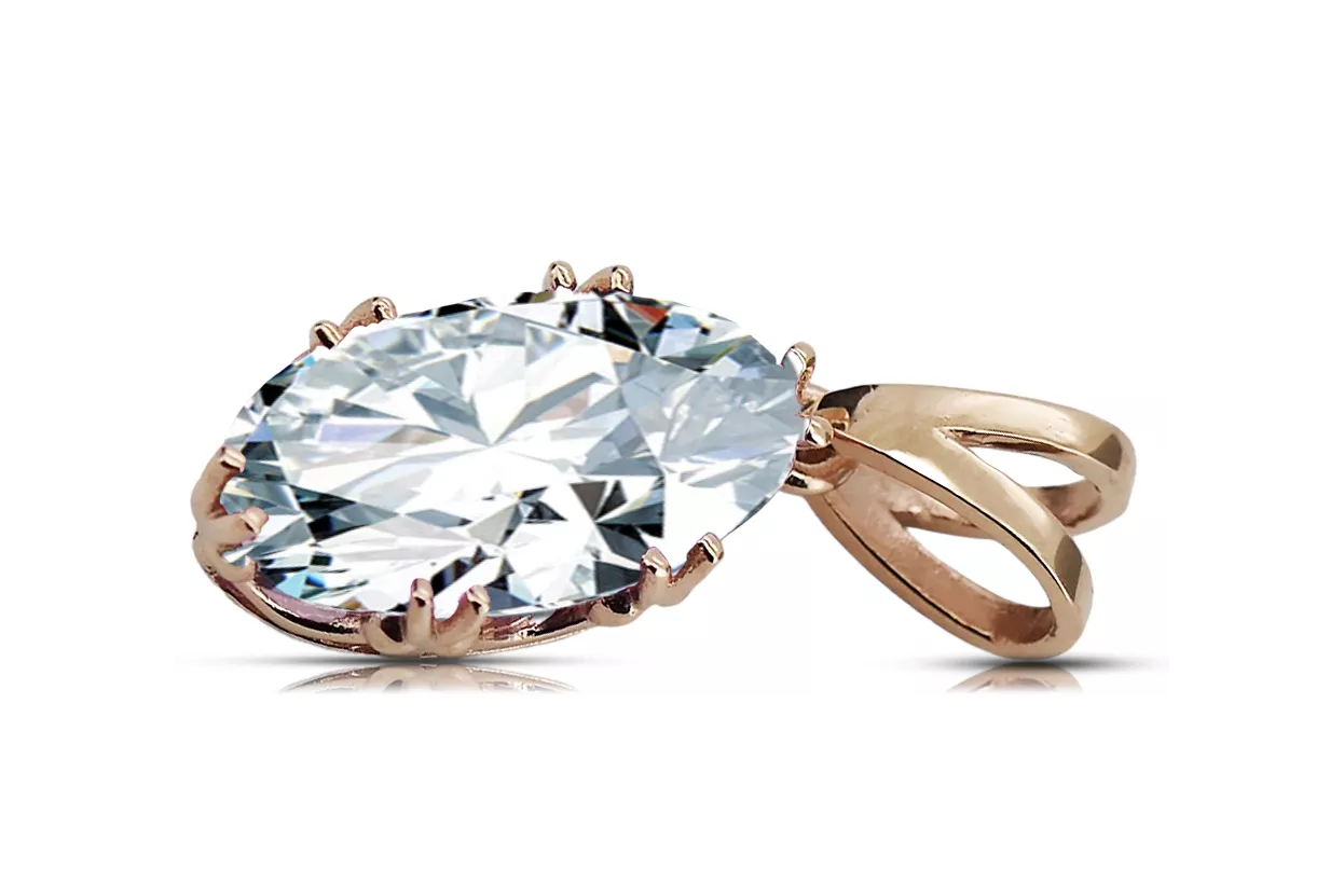 Pandantiv Zircon Original vintage din aur roz de 14k Vintage vpc019r