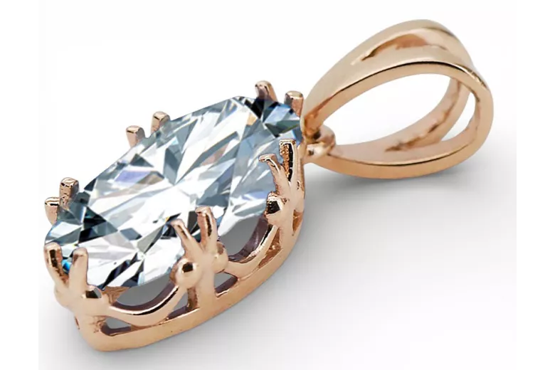 Pandantiv Zircon Original vintage din aur roz de 14k Vintage vpc019r