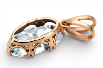 Pandantiv Zircon Original vintage din aur roz de 14k Vintage vpc019r