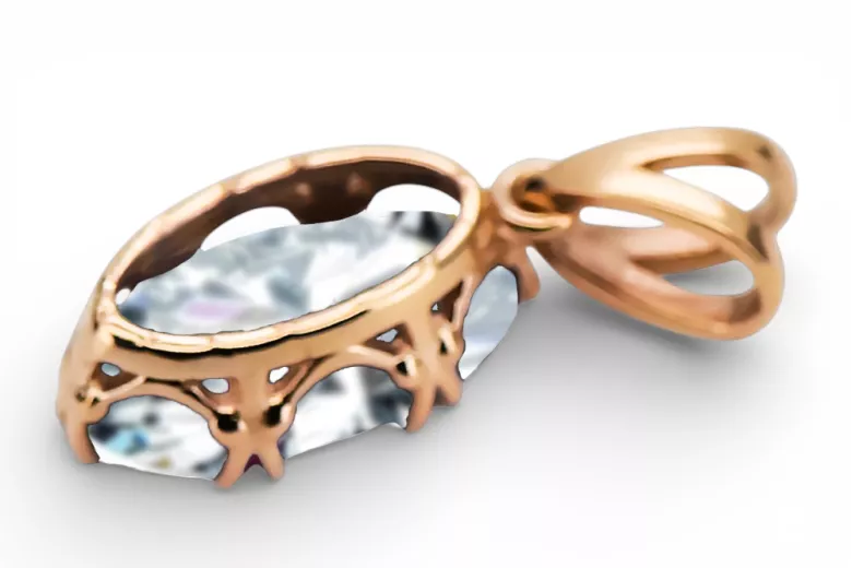 Anhänger Zirkon Originales Vintage-Roségold aus 14 Karat Vintage Schmuck vpc019r