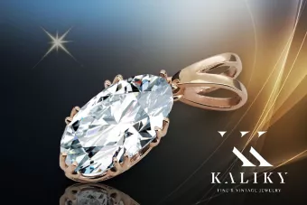 Vintage Colgante Circón Oro rosa antiguo original de 14k vpc019r