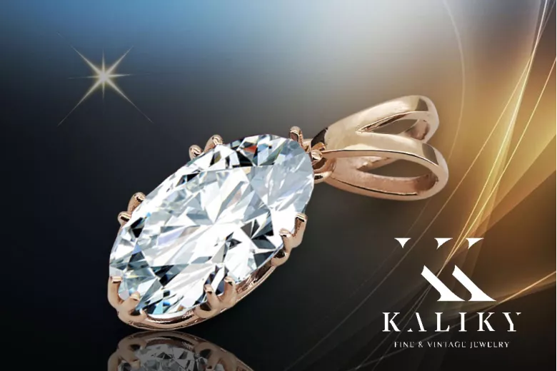 Vintage Pendant Zircon Original Vintage 14K Rose Gold vpc019r