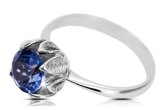 Argent sterling 925 Sapphire Anneau Style vintage vrc051s-sp Art Deco Bijoux Art Déco russes, style URSS