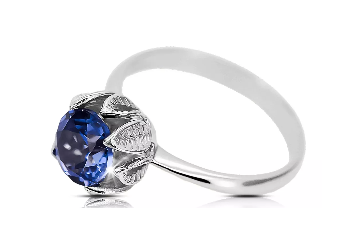 Vintage Žiedas Sapphire 925 sidabras vrc051s-sp Art Deco Rusiški vintažo papuošalai, SSRS stilius