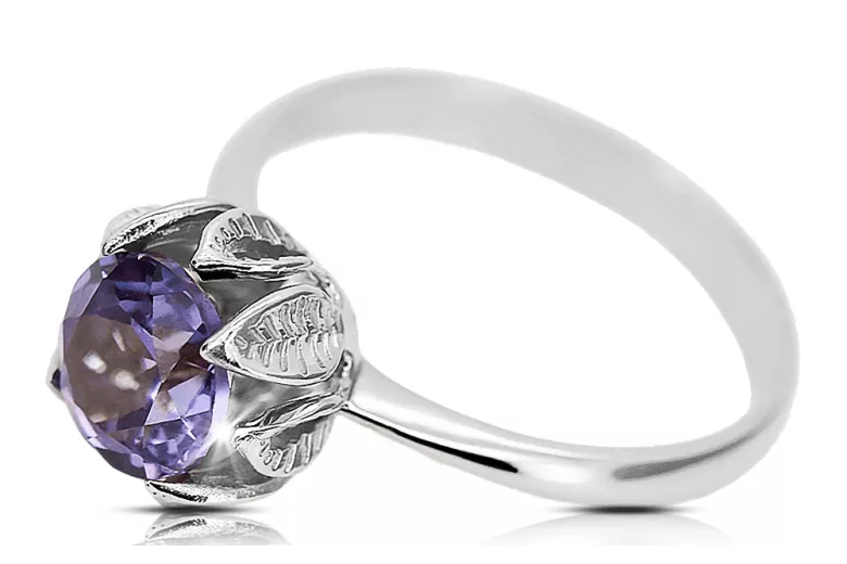 Sterling Silber 925 Alexandrite Ring Vintage Handwerk vrc051s-ax Art Deco Russischer sowjetischer UdSSR Stil