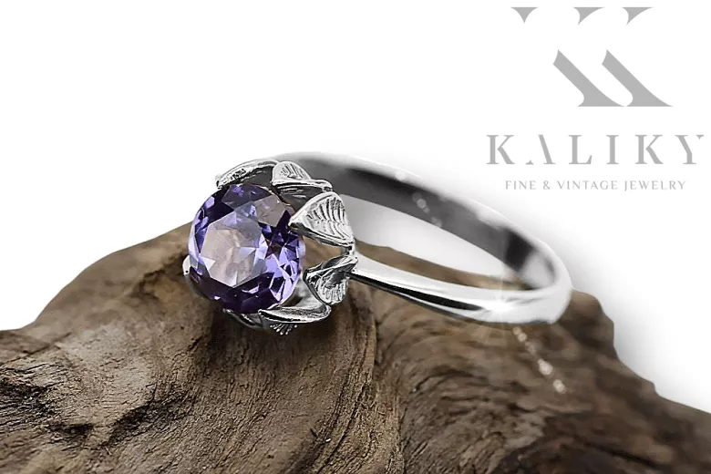 Вінтаж прикраси Каблучка Alexandrite Стерлінгове срібло 925 vrc051s-ax Art Deco Російський радянський стиль СРСР