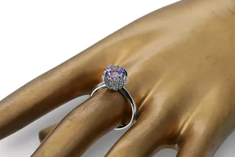 Sterling Silber 925 Alexandrite Ring Vintage Handwerk vrc051s-ax Art Deco Russischer sowjetischer UdSSR Stil