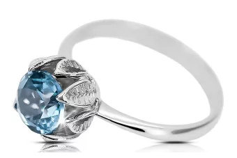 Ring Vintage Aquamarine Sterling Silber 925 vrc051s-aq Art Deco UdSSR sowjetischer russischer Stil