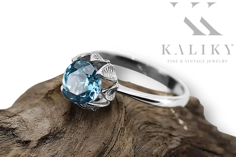 Lira sterlină de argint 925 Aquamarine Inel Stil Vintage vrc051s-aq Art Deco Stil URSS sovietic rusesc