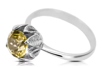Yellow Peridot 925 Spol_Latn Ring Vintage vrc051s-yp Art Deco