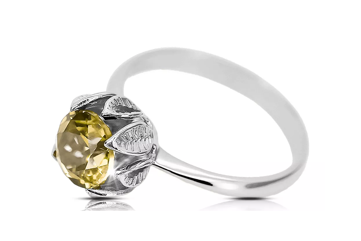 Ring Vintage Schmuck Yellow Peridot Sterling Silber 925 vrc051s-yp Art Deco Russischer sowjetischer -Schmuckstil der UdSSR