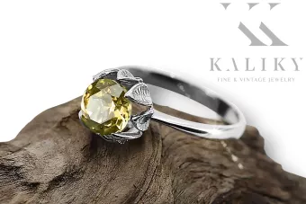 Yellow Peridot 925 Spol_Latn Ring Vintage vrc051s-yp Art Deco