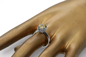 Sterling silver 925 Yellow Peridot ring vrc051s-yp Vintage style Art Deco Soviet era Russian jewelry style