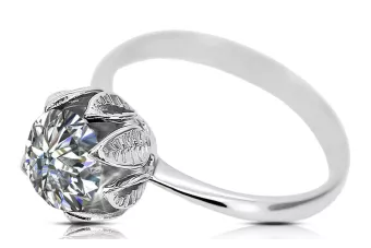 Anillo Zircon Plata de ley 925 Joyería vintage vrc051s-zi Art Deco Estilo de la URSS